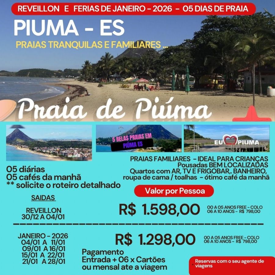 PIUMA  - ROTA DO SOL - PRAIAS TRANQUILAS E FAMILIARRES 